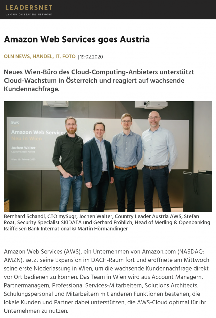 Presseartikel Amazon Web Services und KaWa commerce in Österreich